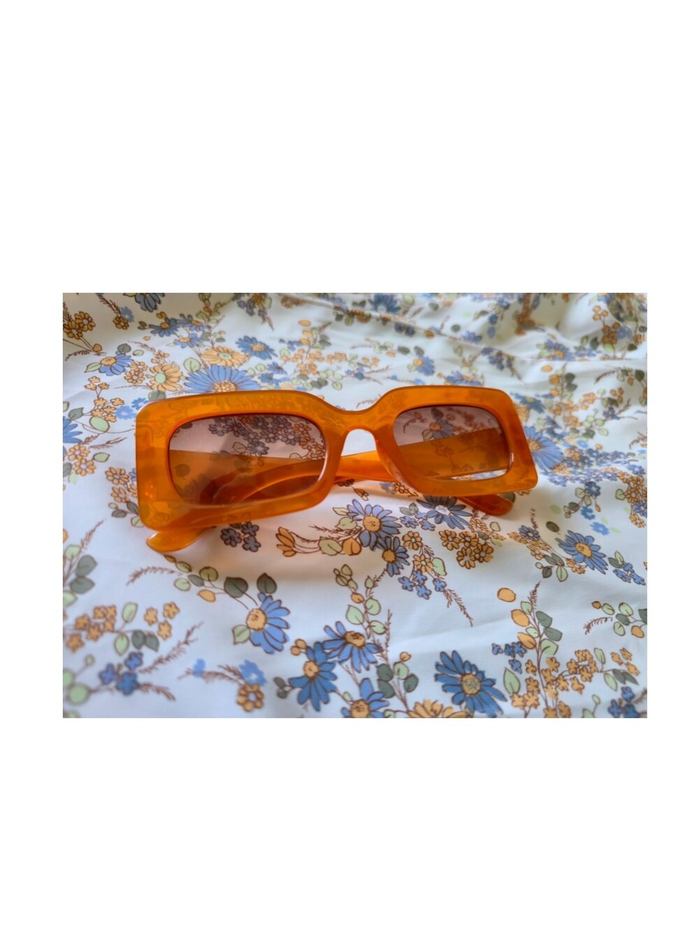 Retro 90s Thick Rectangle Sunglasses Amber Orange